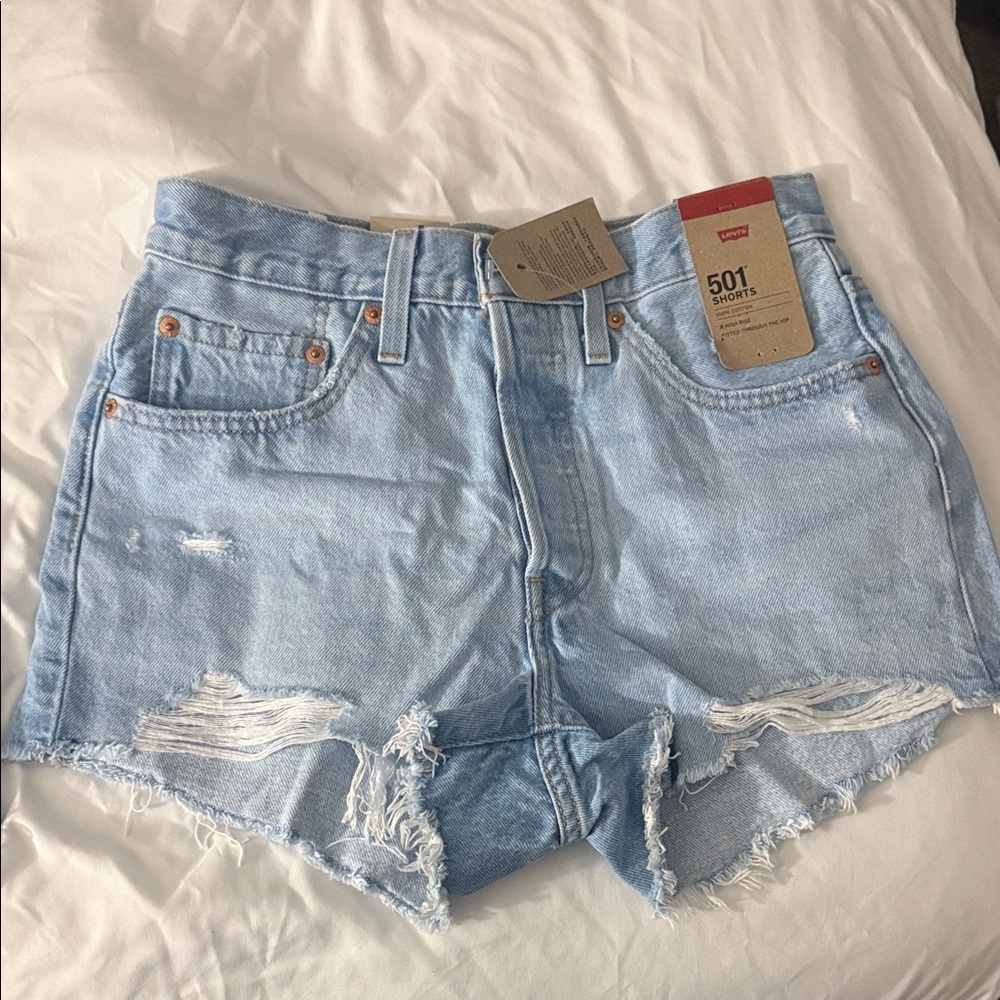 Levi's Women's Distressed Light Blue Jean Shorts